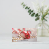 Romantisch Roos- en parelkorencertificaat Kortingskaartje (Staand voorkant)