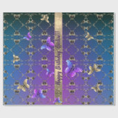 Romantisch Roos en Vlinders Inpakpapier (Vlak)