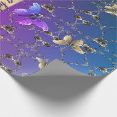 Romantisch Roos en Vlinders Inpakpapier (Hoek)