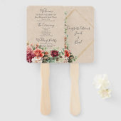 Romantisch Roos Floral Eucalyptus Trouwprogramma Handwaaier (Voorkant en achterkant)