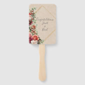 Romantisch Roos Floral Eucalyptus Trouwprogramma Handwaaier (Achterkant)