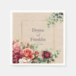 Romantisch Roos Floral Eucalyptus Wedding Servet