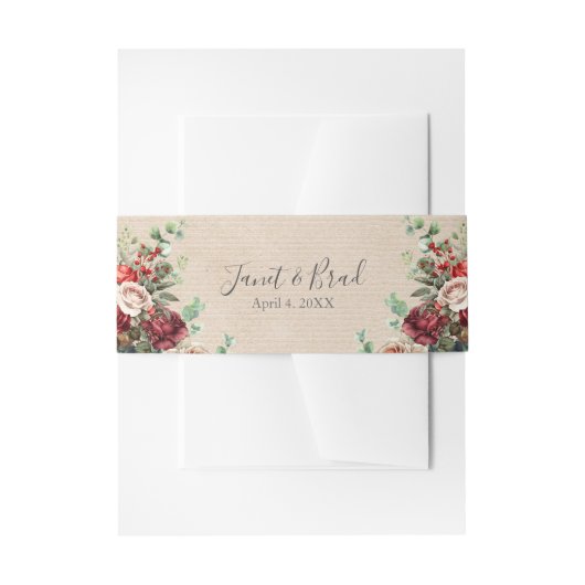 Romantisch Roos Floral Eucalyptus Wedding Uitnodigingen Wikkel (Voorkant Voorbeeld)