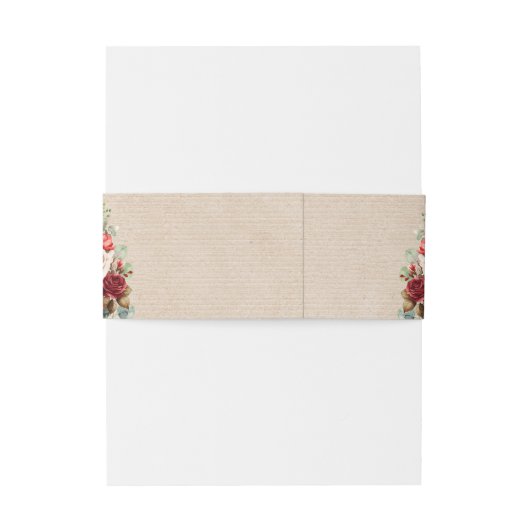 Romantisch Roos Floral Eucalyptus Wedding Uitnodigingen Wikkel (Achterkant Voorbeeld)