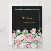 Romantisch Roos Floral Faux Gold Glitz Vrijgezelle Kaart (Achterkant)