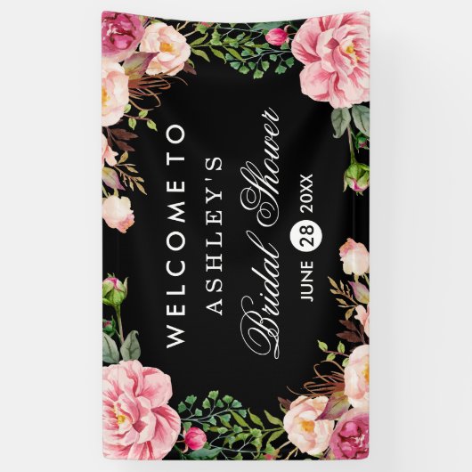 Romantisch Roos Floral Wrap Weddenschap Vrijgezell Spandoek (Verticaal)