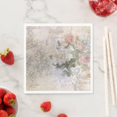 Romantisch Roos Florals Oude handgeschreven ontkop Servet (Insitu)