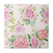 Romantisch Roos Flowers Pattern-23799 Tegeltje (Voorkant)