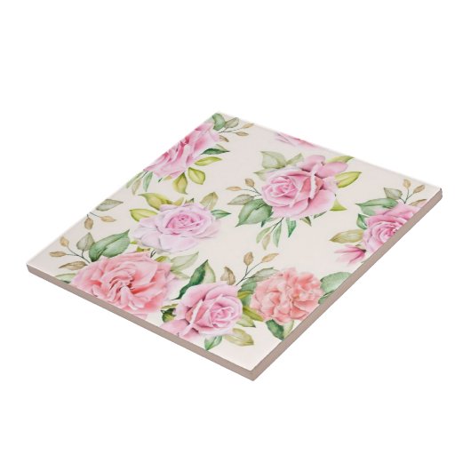 Romantisch Roos Flowers Pattern-23799 Tegeltje (Zijkant)