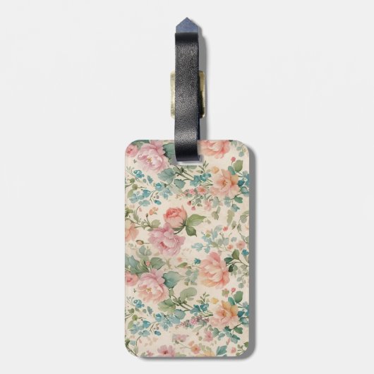 Romantisch Roos geïnspireerd Bagagelabel (Achterkant verticaal)