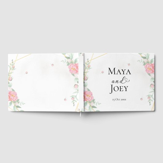 Romantisch Roos Geometric Wedding Gastenboek (Volledig)