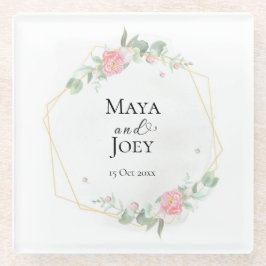 Romantisch Roos Geometric Wedding Glazen Onderzetter