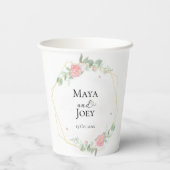 Romantisch Roos Geometric Wedding Papieren Bekers (Achterkant)