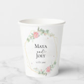 Romantisch Roos Geometric Wedding Papieren Bekers (Voorkant)