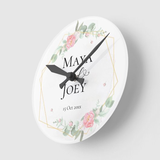 Romantisch Roos Geometric Wedding Ronde Klok (Hoek)