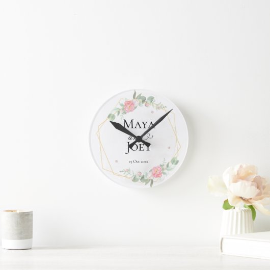 Romantisch Roos Geometric Wedding Ronde Klok (Huis)