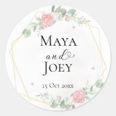 Romantisch Roos Geometric Wedding Ronde Sticker (Voorkant)