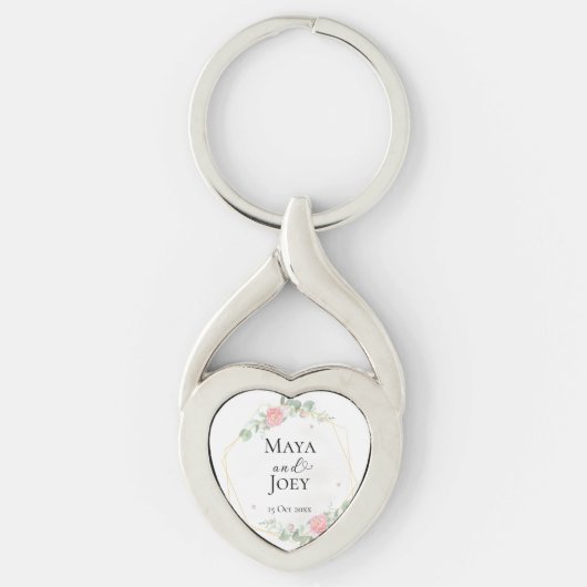 Romantisch Roos Geometric Wedding Sleutelhanger (Voorkant)