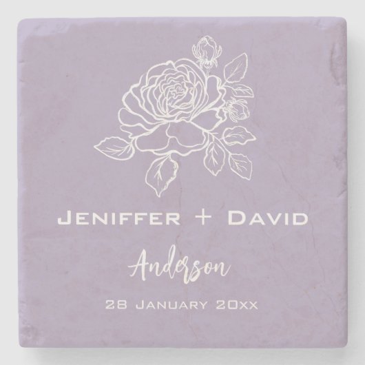 Romantisch Roos Gepersonaliseerde bruiloft / Vrijg Stenen Onderzetter (Voorkant)