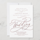 Romantisch Roos Gold Calligrafie | Details huwelij Kaart (Voorkant)