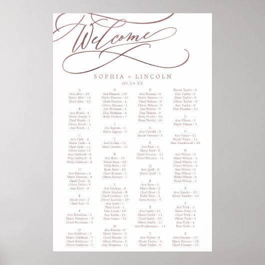 Romantisch Roos Gold Calligrafie Poster (Voorkant)