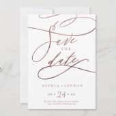 Romantisch Roos Gold Calligrafie Save The Date (Voorkant)