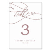 Romantisch Roos Gold Calligrafietnummer Kaart (Voorkant)