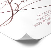 Romantisch Roos Gold Calligraphy Open Bar Sign Poster (Hoek)