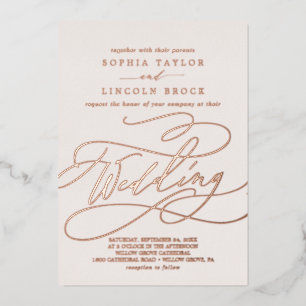 Romantisch Roos Gold Foil   Blush Flourish Wedding Folie Uitnodiging