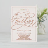 Romantisch Roos Gold Foil | Blush Lijst Weddenscha Folie Uitnodiging (Staand Voorkant)