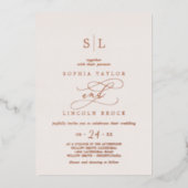 Romantisch Roos Gold Foil | Blush Monogram Weddens Folie Uitnodiging (Voorkant)