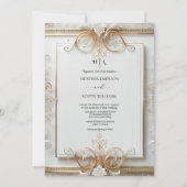 Romantisch Roos Gold Foil | Blush Monogram Weddens Kaart (Voorkant)