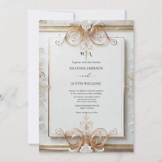 Romantisch Roos Gold Foil | Blush Monogram Weddens Kaart (Voorkant)
