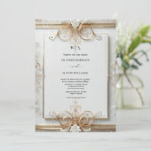 Romantisch Roos Gold Foil | Blush Monogram Weddens Kaart (Staand voorkant)