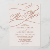 Romantisch Roos Gold Foil | Blush Mr & Mrs Wedding Folie Uitnodiging (Voorkant)