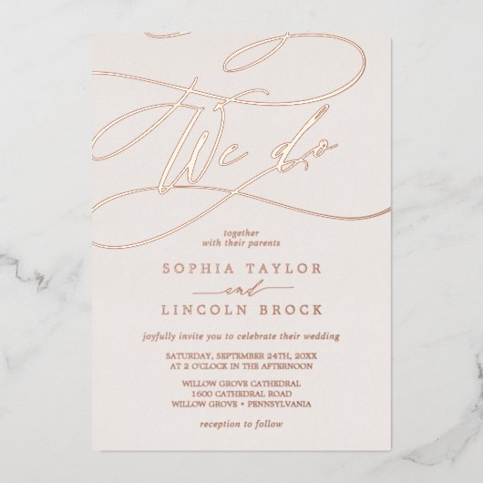 Romantisch Roos Gold Foil | Blush We do Wedding Folie Uitnodiging (Voorkant)