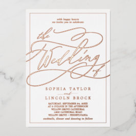 Romantisch Roos Gold Foil kalligrafie Lijst Wedden Folie Uitnodiging