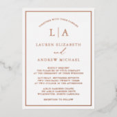 Romantisch Roos Gold Foil Monogram Border Weddensc Folie Uitnodiging (Voorkant)