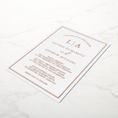 Romantisch Roos Gold Foil Monogram Border Weddensc Folie Uitnodiging (Gedraaid)