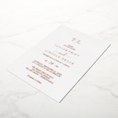 Romantisch Roos Gold Foil Monogram Weddenschap Folie Uitnodiging (Gedraaid)