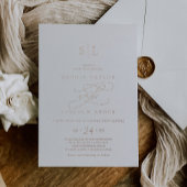 Romantisch Roos Gold Foil Monogram Weddenschap Folie Uitnodiging