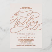 Romantisch Roos Gold Foil Roze Alles in één bruilo Folie Uitnodiging (Voorkant)