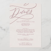 Romantisch Roos Gold Foil Roze Alles in één bruilo Folie Uitnodiging (Achterkant)