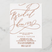 Romantisch Roos Gold Foil Vrijgezellenfeest Folie Uitnodiging (Voorkant)