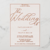 Romantisch Roos Gold Folie & Blush Lijst Wedding Uitnodiging (Voorkant)