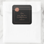 Romantisch Roos Gold Glitter Monogram Weddenschap Vierkante Sticker (Tas)