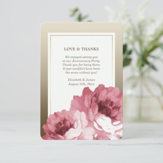 Romantisch Roos Gold Hartelijk dank Kaarten Jubile (Staand voorkant)