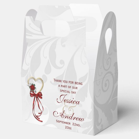 Romantisch Roos, Gold Heart en Red Ribbon Bedankdoosjes (Geopend)