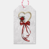 Romantisch Roos, Gold Heart en Red Ribbon Cadeaulabel (Voorkant)