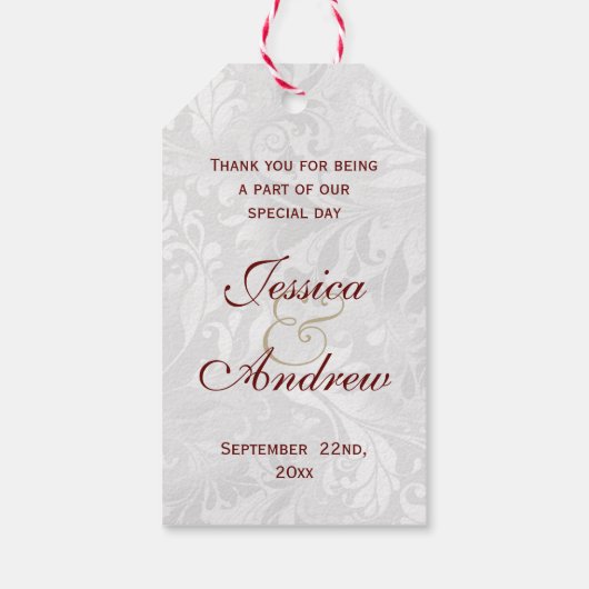 Romantisch Roos, Gold Heart en Red Ribbon Cadeaulabel (Achterkant)